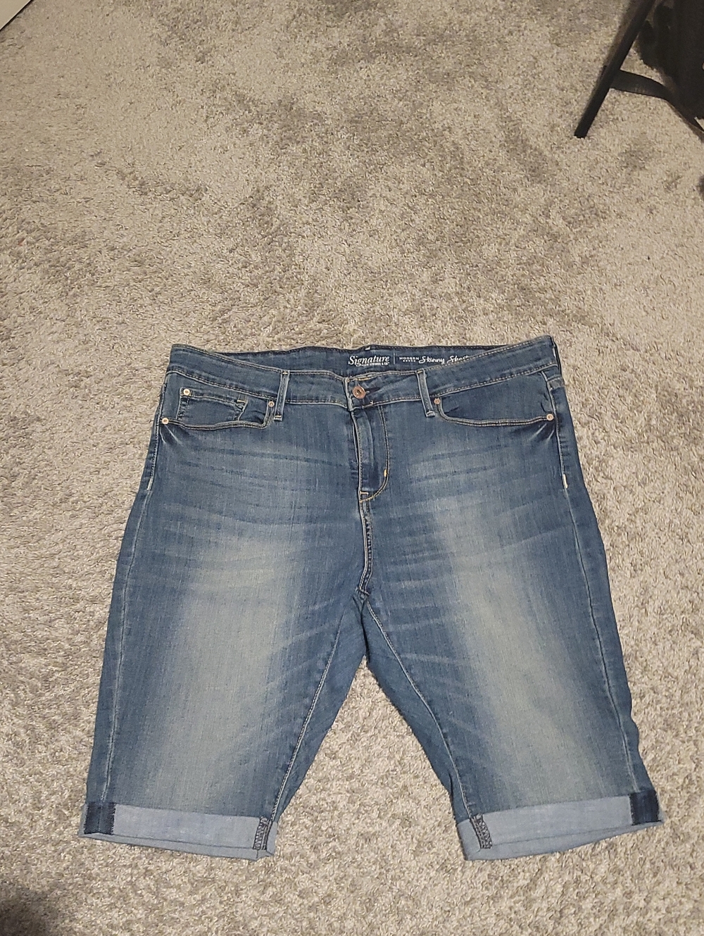 Signature by Levi Strauss Medium Blue Rolled Cuff Denim Bermuda Shorts